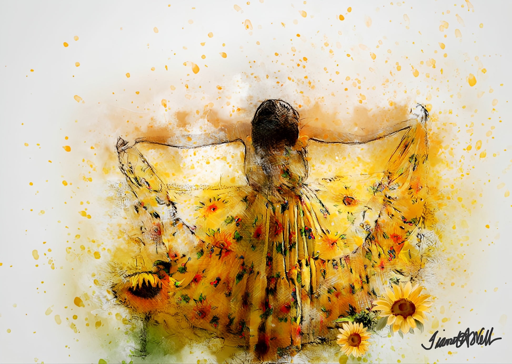 SUNFLOWERS ON SILK